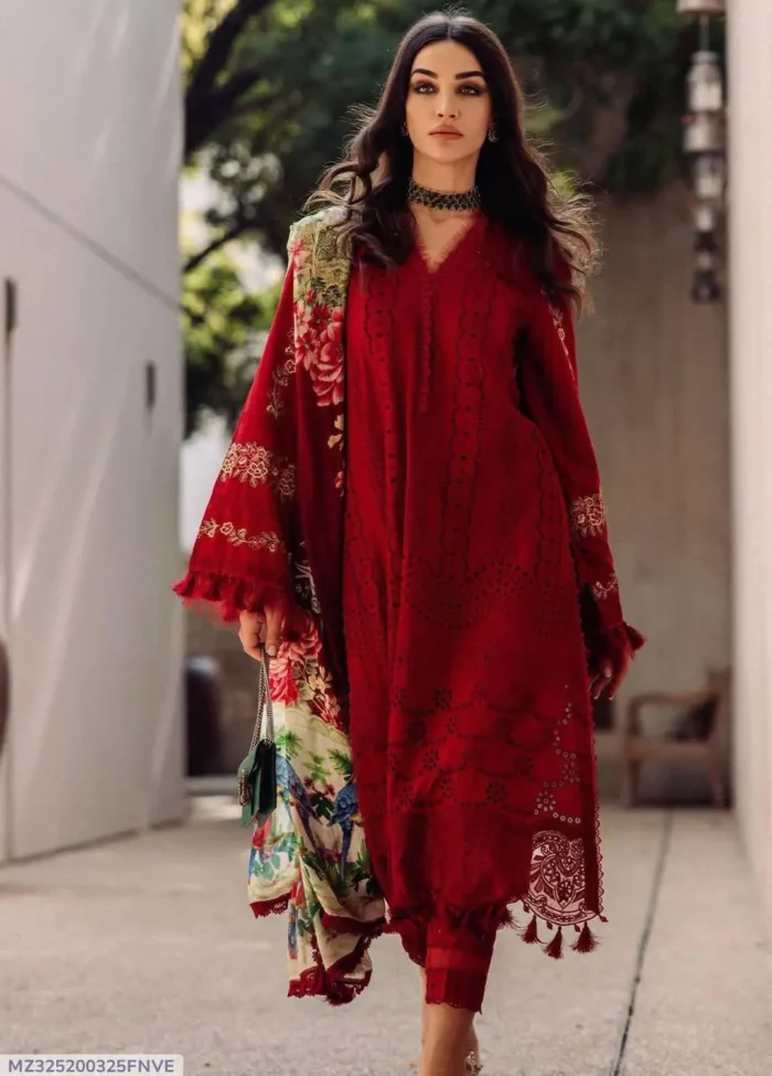 3 Pcs Women Unstitched Embroidered Suit